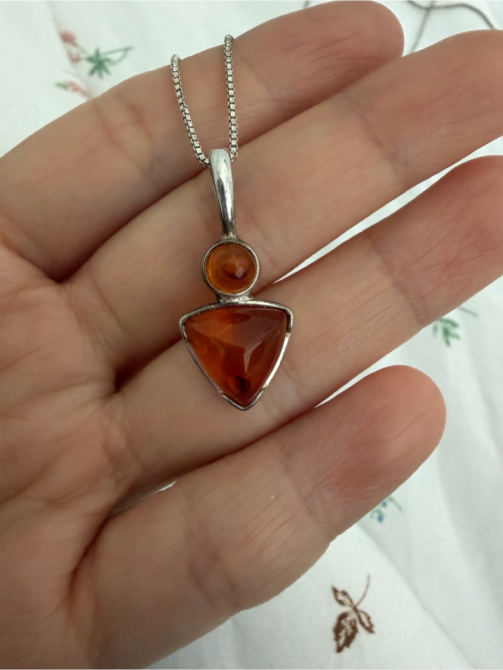 Sterling Silver Orange Gemstone Pendant Necklace - Women Jewelry